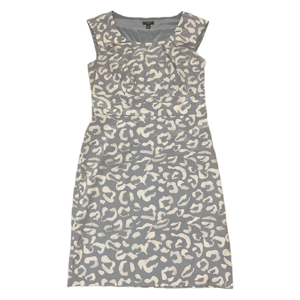 Taylor sleeveless sheath dress in a grey and white animal print Gray silk Dress